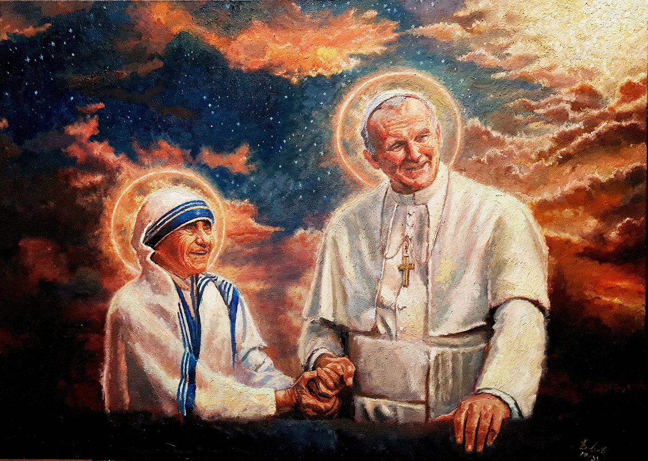 São-João-Paulo-II-e-Santa-Madre-Teresa-na-Glória-50x60